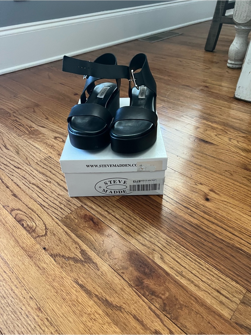 Steve Madden Black Platform Sandals with Ankle Strap